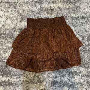 Crescent Ruffle Leopard Mini Skirt